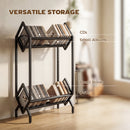 HOMCOM 50 CD Storage Rack, 2-Tier Metal Display Rack for CDs, DVDs, Black