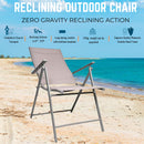 Set of 2 Outdoor Garden Patio Multi Position Reclining Folding Chair in Grey