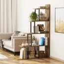 HOMCOM 5-Tier Ladder Shelf Display Plant Stand Home Ladder Rustic Brown
