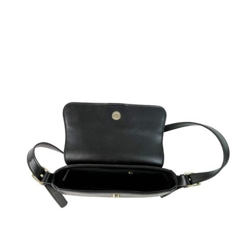 Amanda Faux Leather Shoulder Bag -  Black