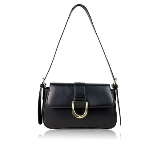 Amanda Faux Leather Shoulder Bag -  Black