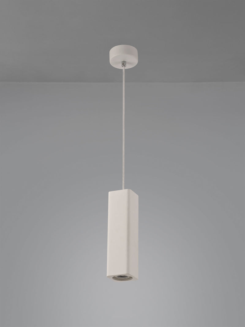 Ambleside Rectangular Pendant 1 Light White Paintable - Polished Chrome