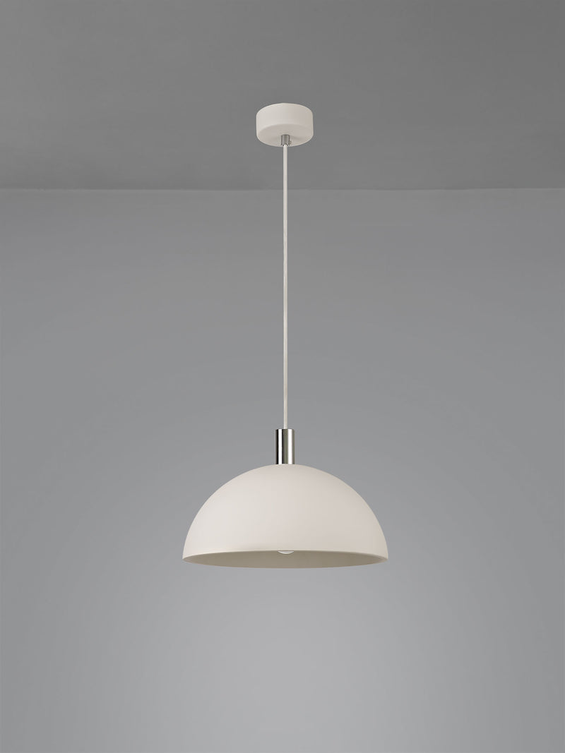 Ambleside Dome Pendant 1 Light White Paintable - Polished Chrome