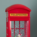 26cm Dual Powered Light up Red Telephone Box Christmas Water Spinner with Santa Scene