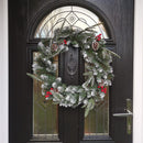 50cm Premier New Jersey Christmas Wreath PVC Snowy Tips With Festive Berries And Cone