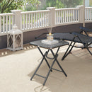 Outsunny Folding Garden Table Square Foldable Table with Safety Buckle Black
