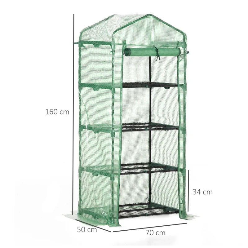Outsunny Mini Greenhouse with 4 Tier 70 x 50 x 160 cm - Green
