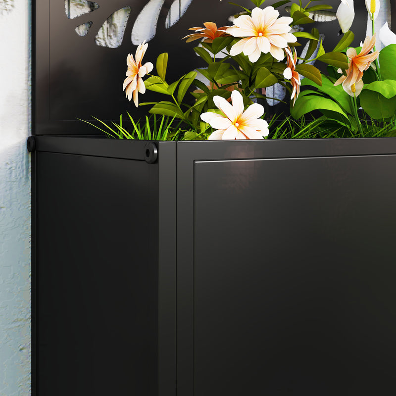 Outsunny Metal Raised Garden Bed with Trellis, Outdoor Elevated Planter Box