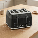 HOMCOM 4 Slice Electric Toaster with 7 Browning Levels, 1860W, Black