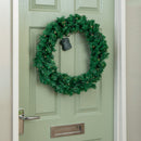 60cm Pre Lit Plain Green Christmas Wreath with Warm White LEDs and 160 Tips