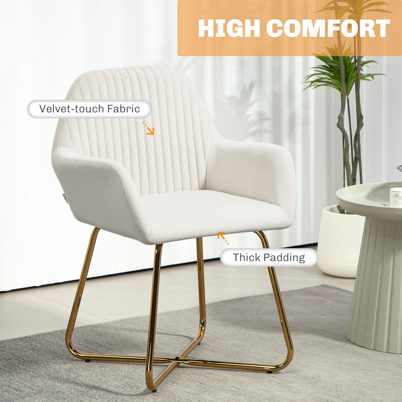 HOMCOM Modern Accent Chair Velvet-Touch Upholstered Armchair Pink/Cream