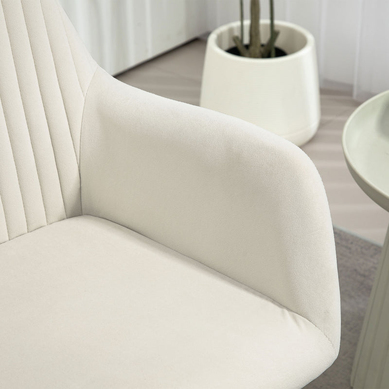 HOMCOM Modern Accent Chair Velvet-Touch Upholstered Armchair Pink/Cream