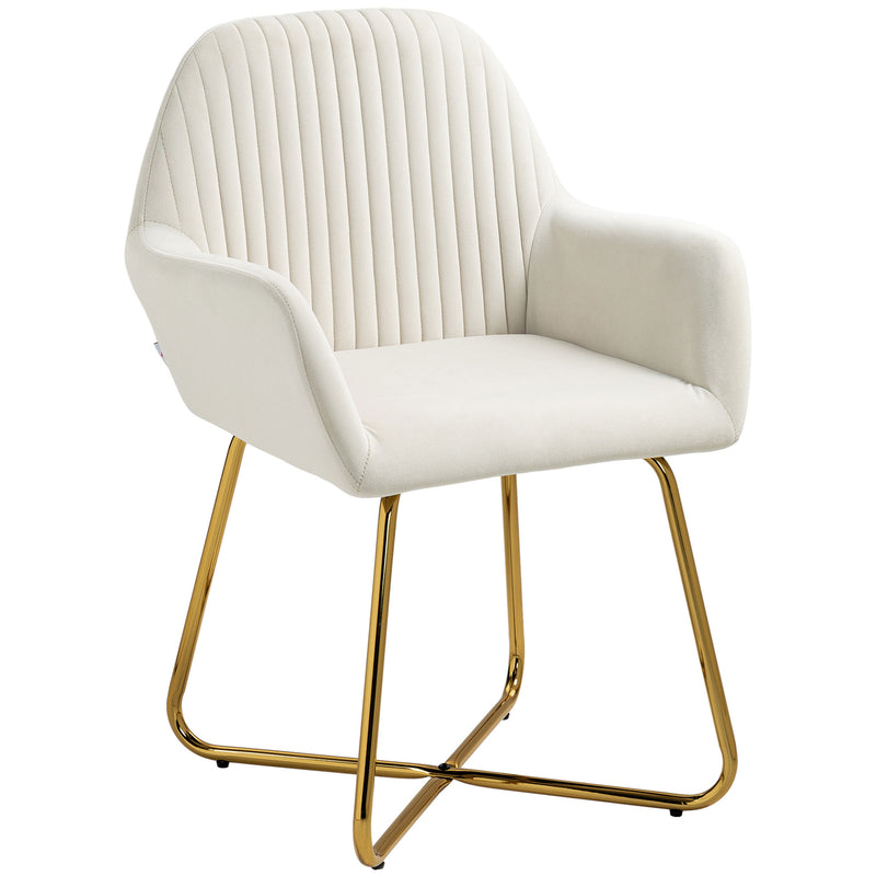HOMCOM Modern Accent Chair Velvet-Touch Upholstered Armchair Pink/Cream