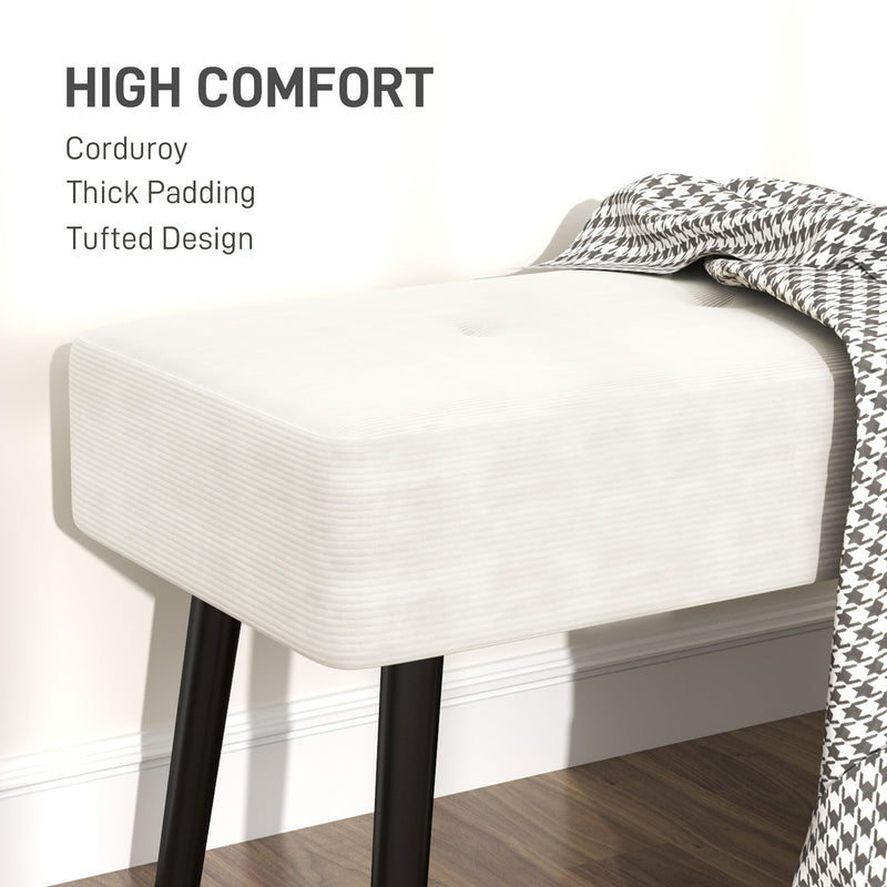 HOMCOM End of Bed Bench with Thick Padding and Steel Legs for Entryway