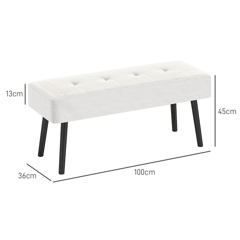 HOMCOM End of Bed Bench with Thick Padding and Steel Legs for Entryway