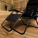 Luxury Padded Multi Position Zero Gravity Garden Relaxer Chair Lounger In All Black