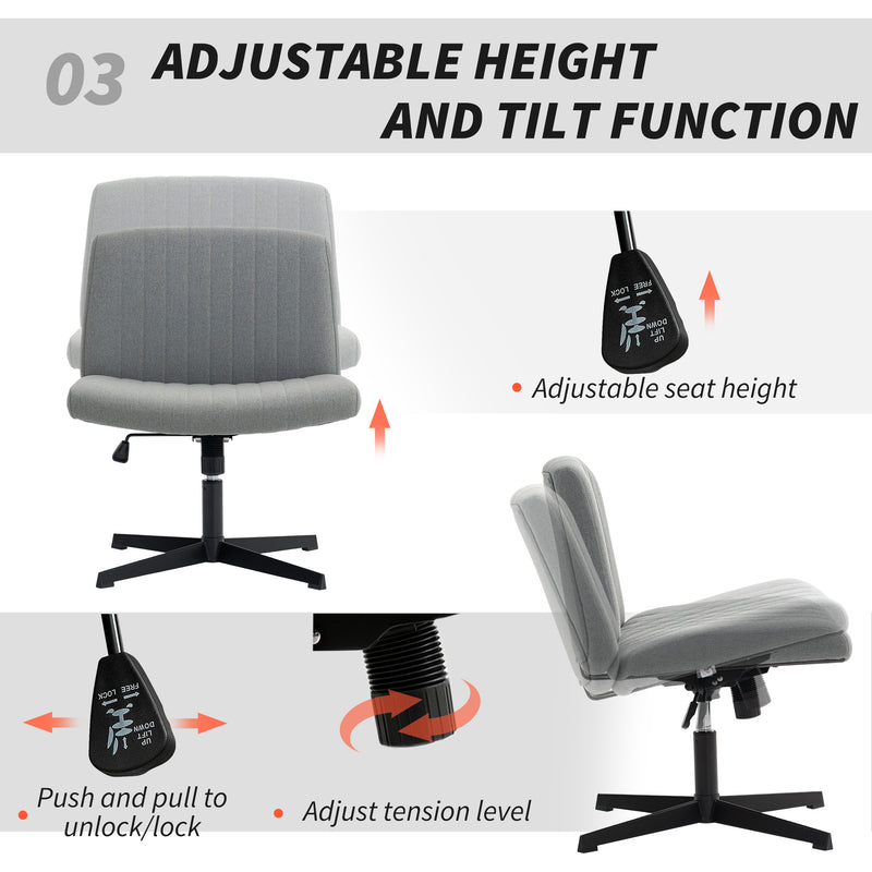 HOMCOM Linen Criss Cross Legged Office Chair with Tilt Function