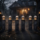 Pack of 2: 90cm x 1.2m Battery Powered Light Up Halloween Skull Fence with LEDs