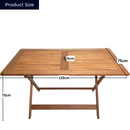 Outdoor 4 Person Folding Rectangular Wooden Garden Patio Dining Table and 2 Benches Set
