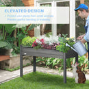 Outsunny Garden Wooden Planter Flower Raised Bed, Dark Grey