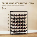 HOMCOM 30 Bottles Wine Rack, 6 Tier Wine Storage Holder, Rustic Brown