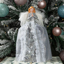 28cm Christmas Angel Tree Topper Decoration with Feather Wings in Silver