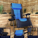 Set Of 2 Luxury Padded Multi Position Zero Gravity Garden Relaxer Chair Lounger In Blue & Black