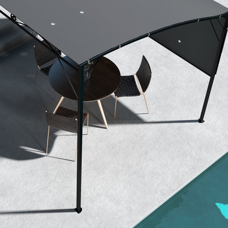 Outsunny 3 X 2.5m Patio Metal Gazebo Pergola Wall Mount Outdoor Shelter, Grey