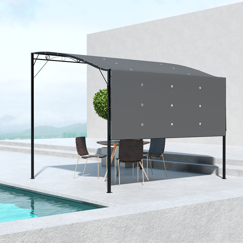 Outsunny 3 X 2.5m Patio Metal Gazebo Pergola Wall Mount Outdoor Shelter, Grey