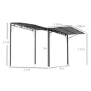 Outsunny 3 X 2.5m Patio Metal Gazebo Pergola Wall Mount Outdoor Shelter, Grey
