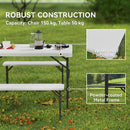 Outsunny 3 Piece Folding Picnic Table and Bench Set w/ Handle, Light Grey