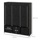 HOMCOM Portable Fabric Wardrobe with 5 Shelves and 3 Fabric Drawers, Black