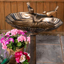 81cm Bronze Effect Garden Patio Bird Bath with Bird Sculptures