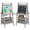 AIYAPLAY Double-Sided Art Easel For Kids W/ Paper Roll, Storage Baskets Pink