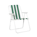 Outdoor Green and White Stripe Camping Chair with Armrests