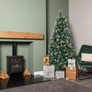 6ft (1.8m) Frosted Glacier Pine Snow Tipped Christmas Tree with Pine Cones and 710 Tips