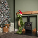 1.17m Humongous Green Standing Christmas Dinosaur With Santa Hat