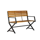 Kendal 2 Person Outdoor Modern Cross Design Metal Wooden Garden Patio Bench