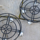 32cm Black Metal Garden Flower Plant Pot Trolley on Castor Wheels