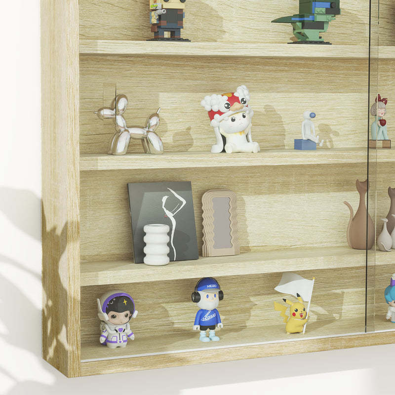 HOMCOM 5-Tier Wall Display Shelf Unit Cabinet w/ Shelves Glass Doors