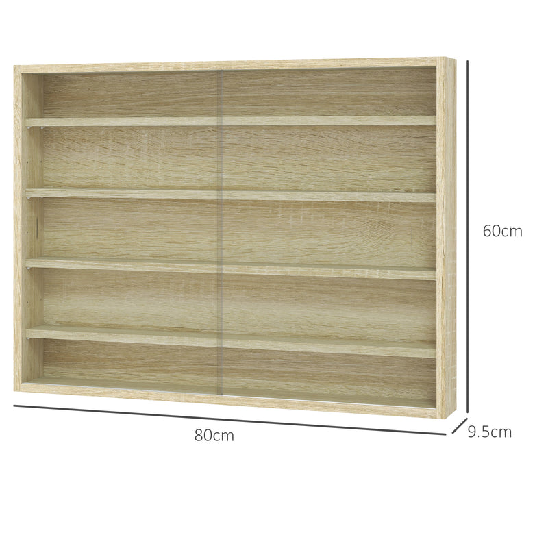HOMCOM 5-Tier Wall Display Shelf Unit Cabinet w/ Shelves Glass Doors