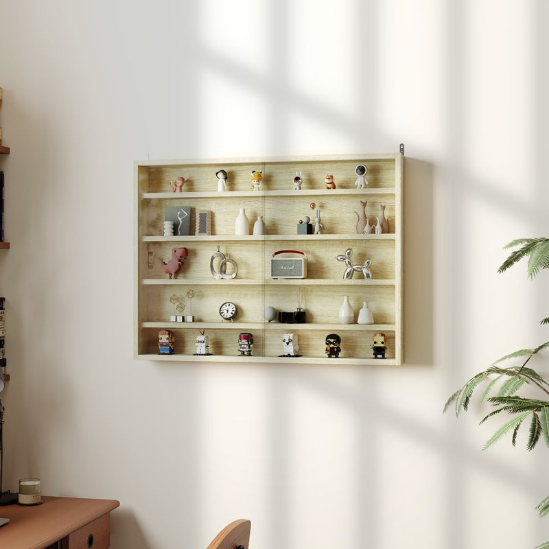 HOMCOM 5-Tier Wall Display Shelf Unit Cabinet w/ Shelves Glass Doors