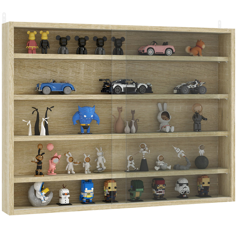 HOMCOM 5-Tier Wall Display Shelf Unit Cabinet w/ Shelves Glass Doors