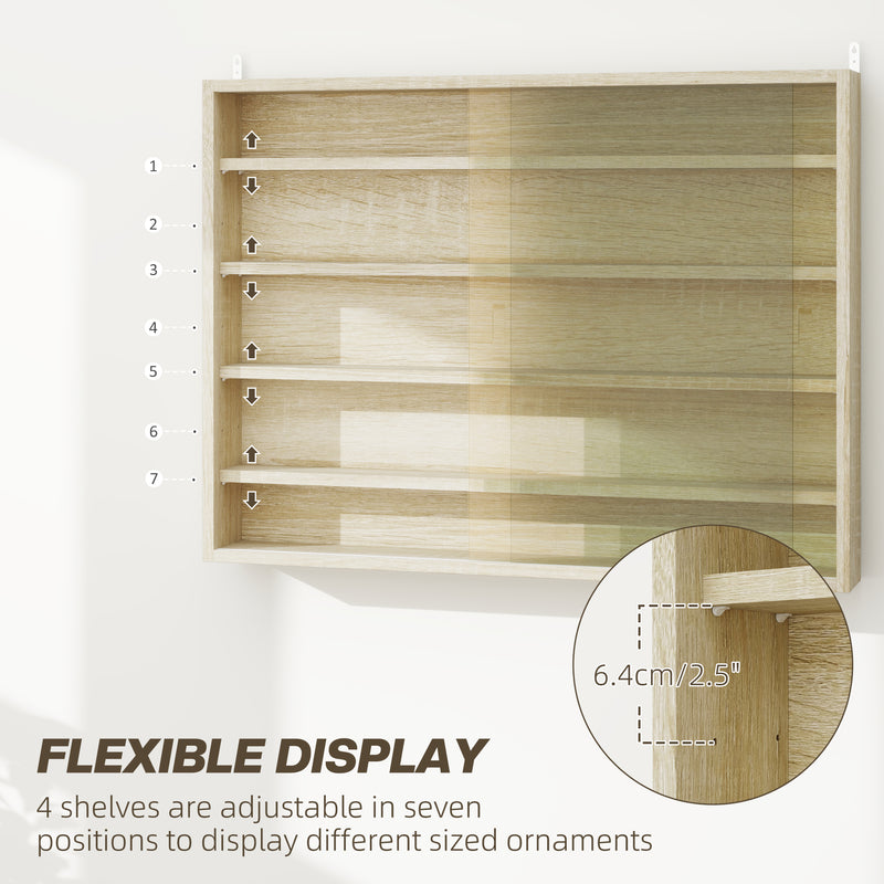 HOMCOM 5-Tier Wall Display Shelf Unit Cabinet w/ Shelves Glass Doors