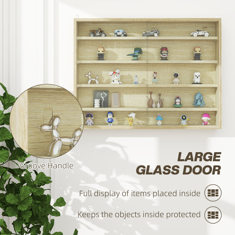 HOMCOM 5-Tier Wall Display Shelf Unit Cabinet w/ Shelves Glass Doors