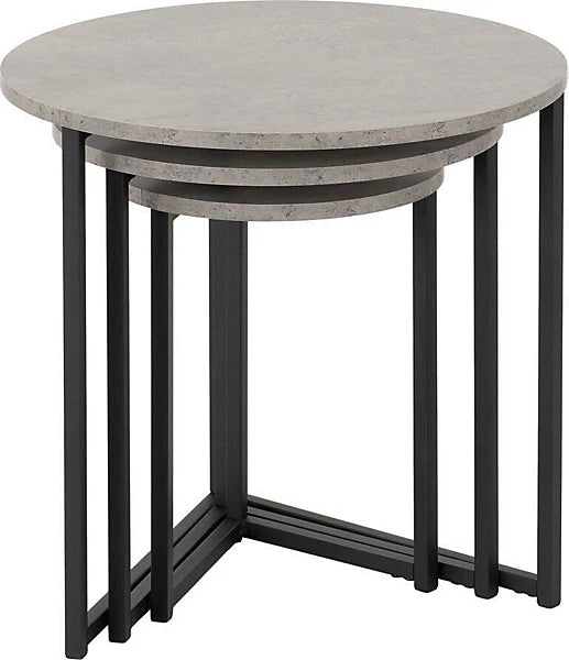 ATHENS ROUND 3PC NEST OF TABLES - CONCRETE EFFECT