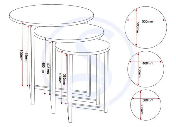 ATHENS ROUND 3PC NEST OF TABLES - CONCRETE EFFECT