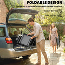 Outsunny Folding Garden Chairs Set of 4 with High Back, Armrests, Light Grey