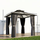 Outsunny 2.5x2.5 m Hardtop Gazebo Canopy w/ Drainage Gutters, Garden Gazebo