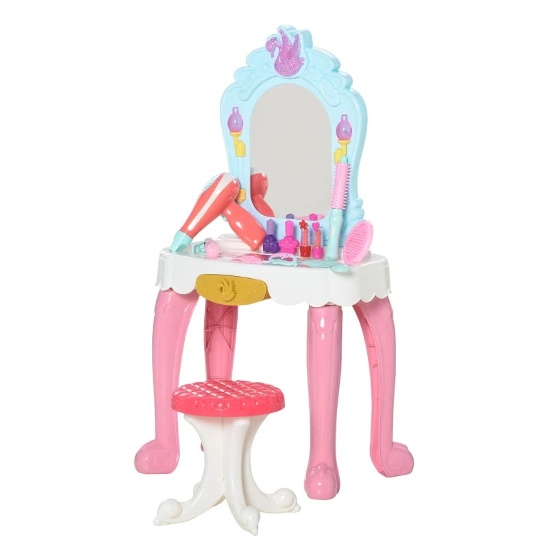 HOMCOM Dressing Table Set with Accessories - Pink